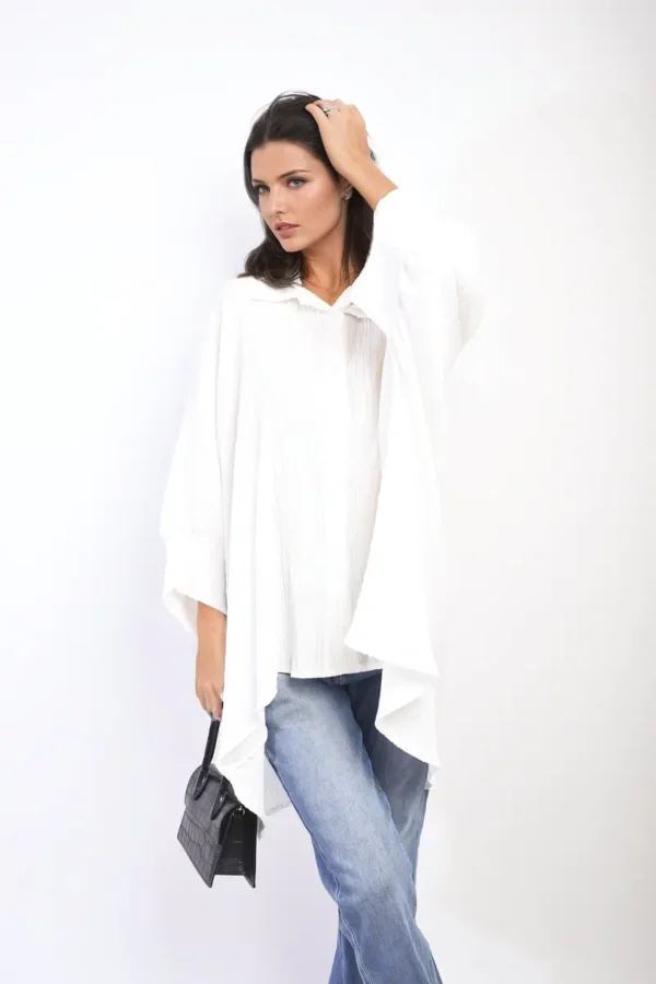 Oversized Long Sleeve Button Front Top - Image 2