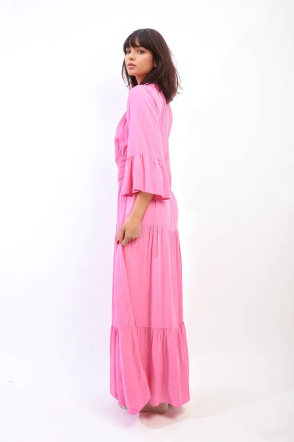 Ruffle Hem Sleeve Shirred Waist Tiered Maxi Dress - Image 2