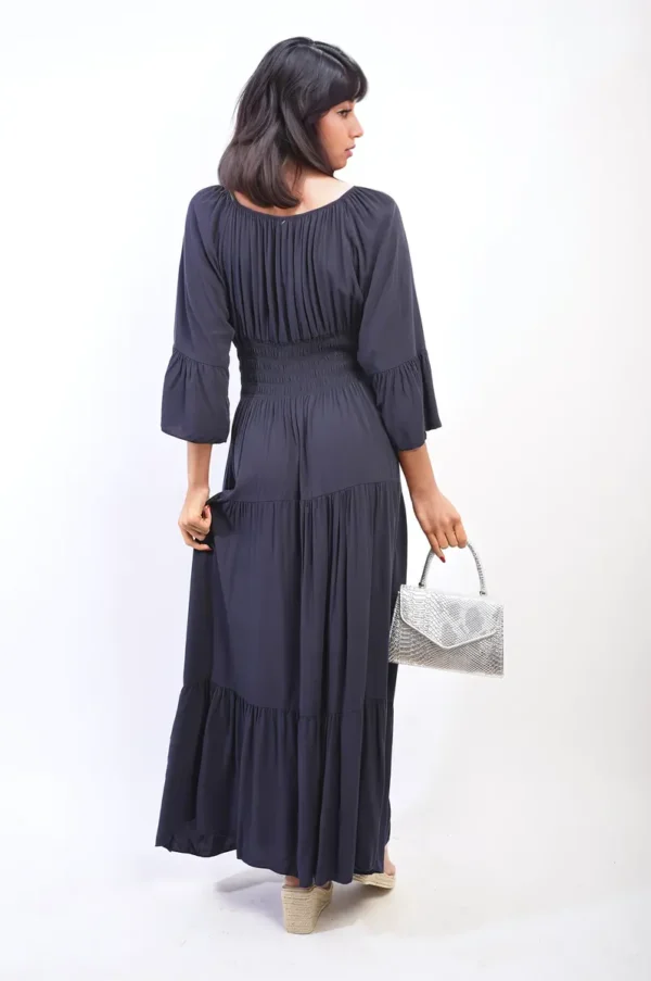 Ruffle Hem Sleeve Shirred Waist Tiered Maxi Dress - Image 4