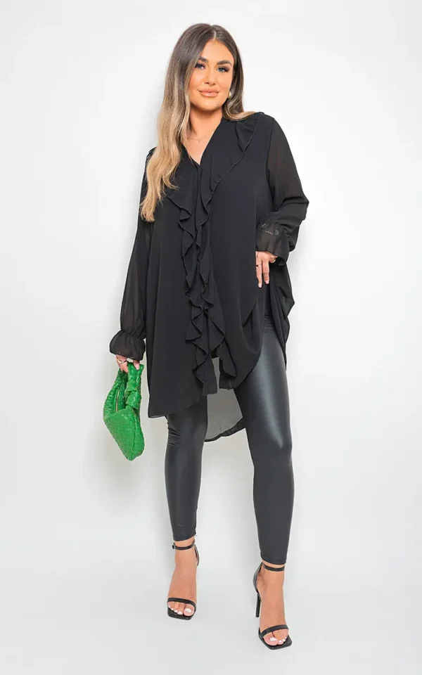 Oversized Ruffle Long Sleeve Tops - Image 17