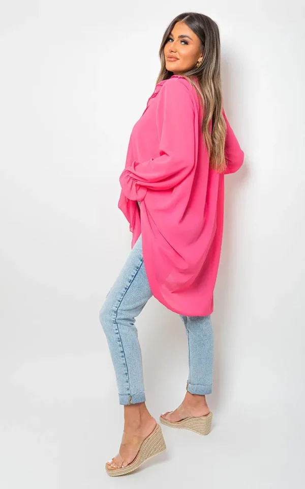 Oversized Ruffle Long Sleeve Tops - Image 35