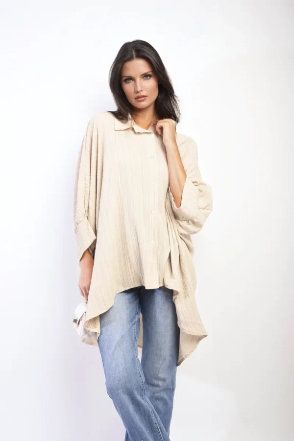 Oversized Long Sleeve Button Front Top - Image 7