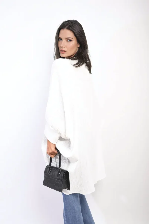 Oversized Long Sleeve Button Front Top - Image 15