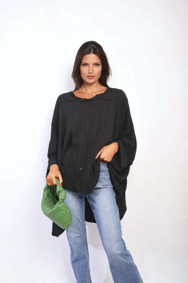 Oversized Long Sleeve Button Front Top - Image 18