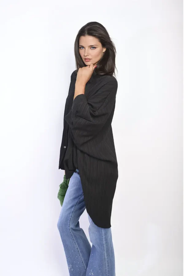 Oversized Long Sleeve Button Front Top - Image 19