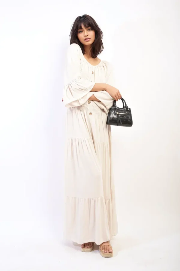 Ruffle Hem Sleeve Shirred Waist Tiered Maxi Dress - Image 10