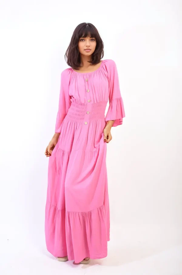 Ruffle Hem Sleeve Shirred Waist Tiered Maxi Dress - Image 11