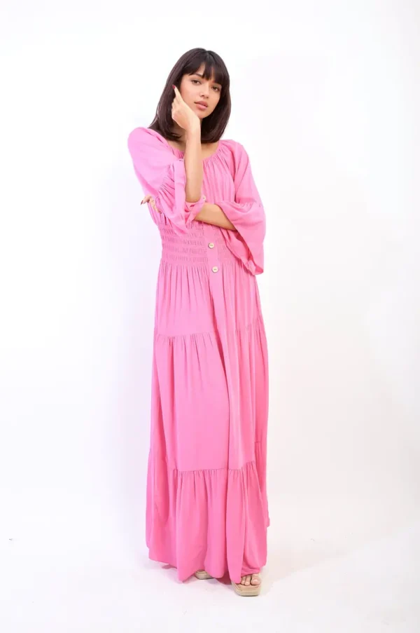 Ruffle Hem Sleeve Shirred Waist Tiered Maxi Dress - Image 13