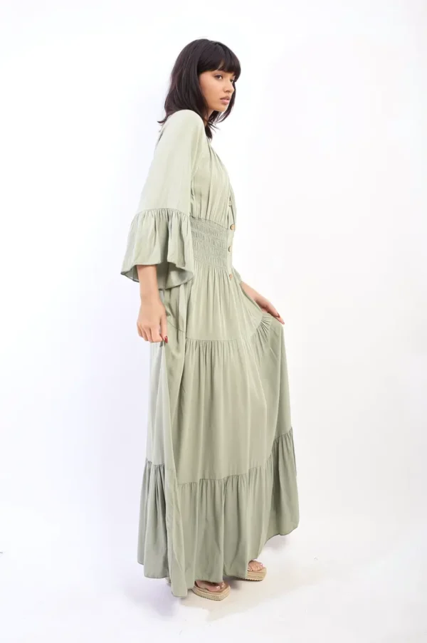 Ruffle Hem Sleeve Shirred Waist Tiered Maxi Dress - Image 16