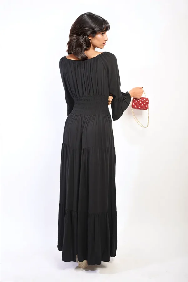 Ruffle Hem Sleeve Shirred Waist Tiered Maxi Dress - Image 17