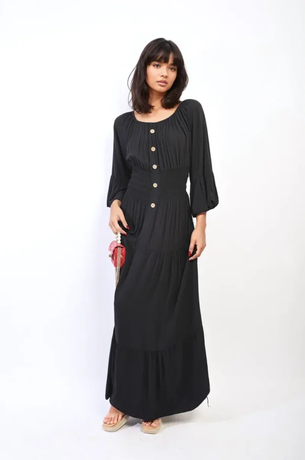 Ruffle Hem Sleeve Shirred Waist Tiered Maxi Dress - Image 18