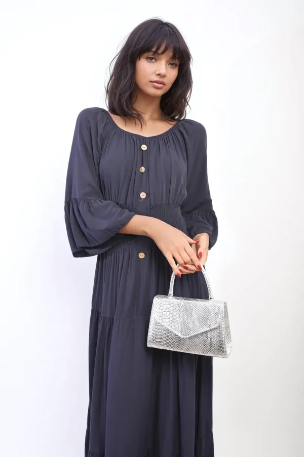 Ruffle Hem Sleeve Shirred Waist Tiered Maxi Dress - Image 23