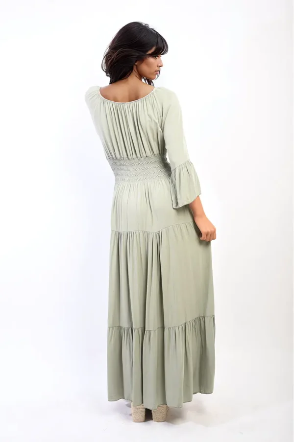 Ruffle Hem Sleeve Shirred Waist Tiered Maxi Dress - Image 42