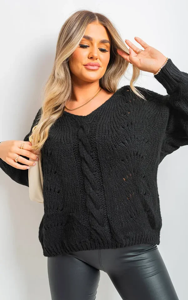 V Neck Long Sleeve Knitted Jumper - Image 7