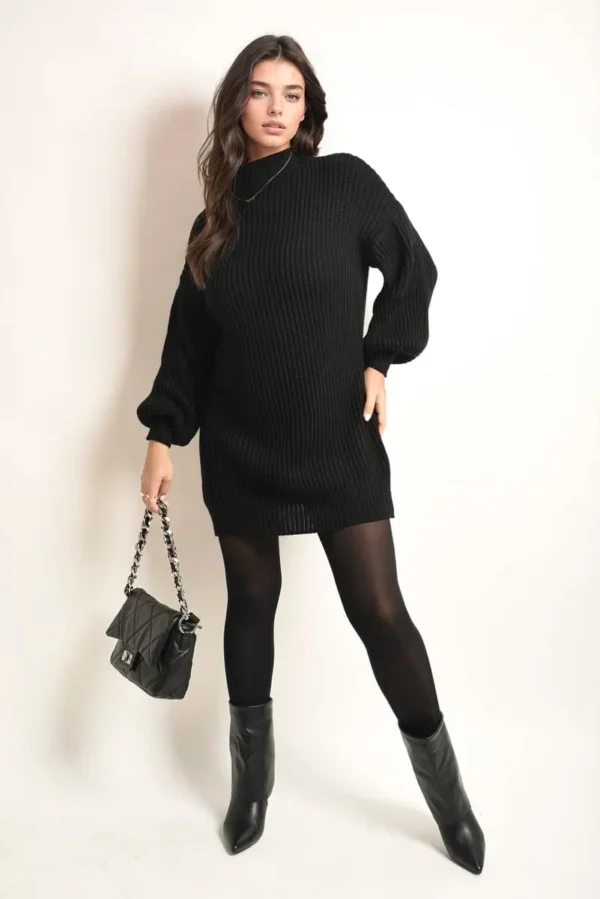 Chunky High Neck Knitted Jumper - Image 9