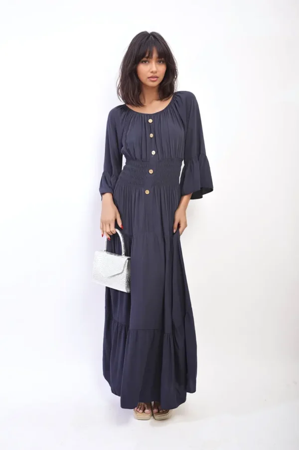 Ruffle Hem Sleeve Shirred Waist Tiered Maxi Dress - Image 57