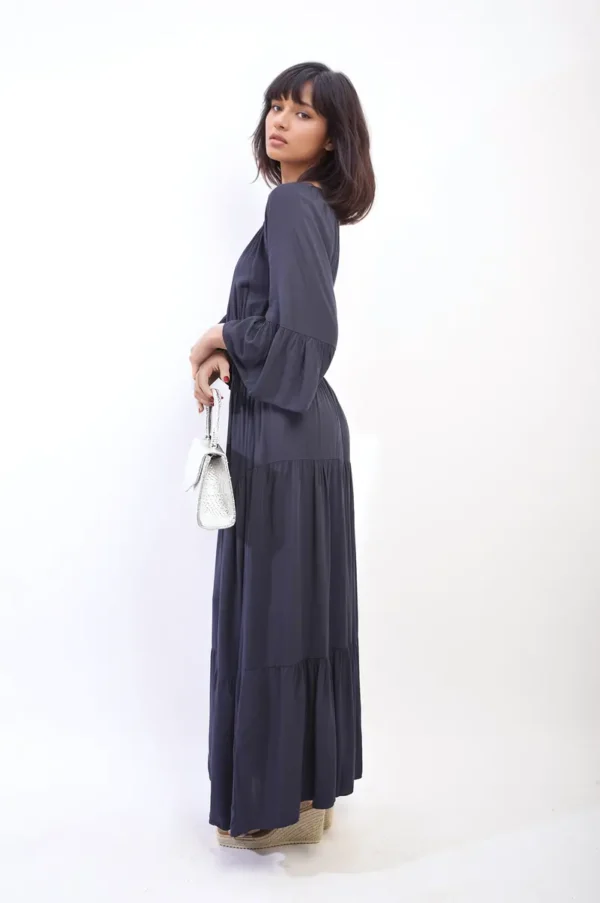 Ruffle Hem Sleeve Shirred Waist Tiered Maxi Dress - Image 58