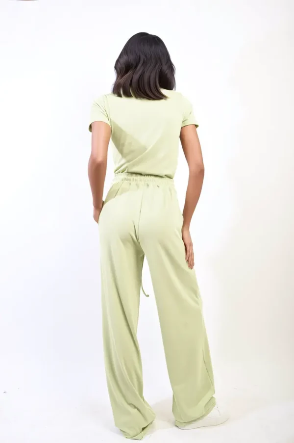 Short Sleeve BodySuit and High Waist Drawstring Trouser Co-ord Set - Image 3