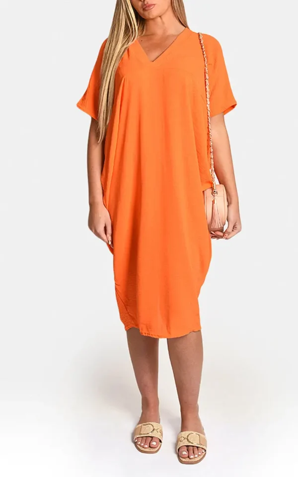 V-Neck Half-Sleeve Midi Dress - Image 12