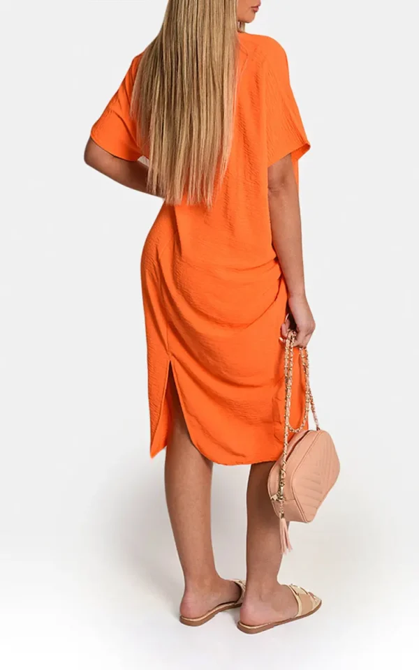 V-Neck Half-Sleeve Midi Dress - Image 14