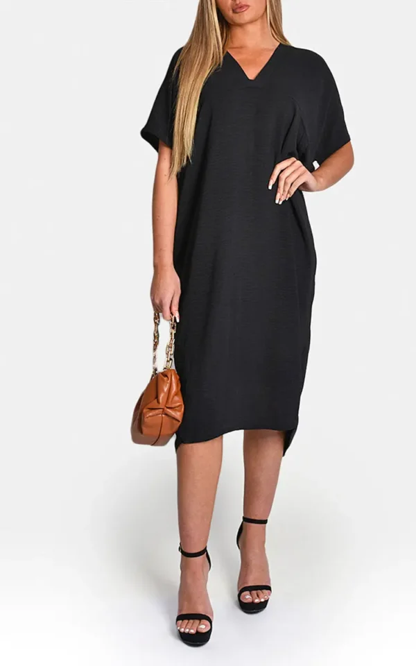 V-Neck Half-Sleeve Midi Dress - Image 15