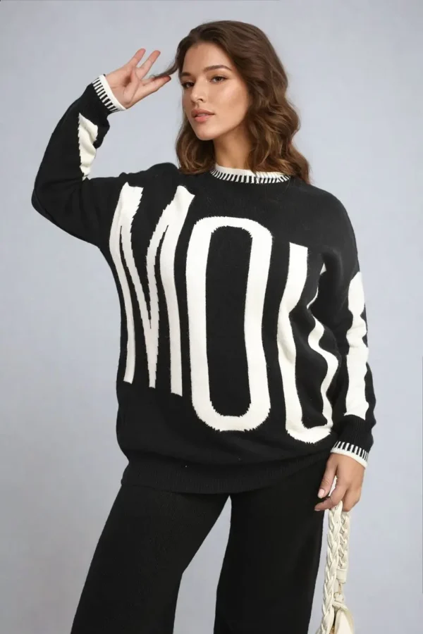 Amour Graphic Long Sleeve Knitted Jumper - Image 3