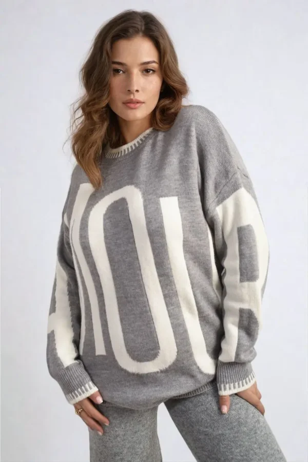 Amour Graphic Long Sleeve Knitted Jumper - Image 12