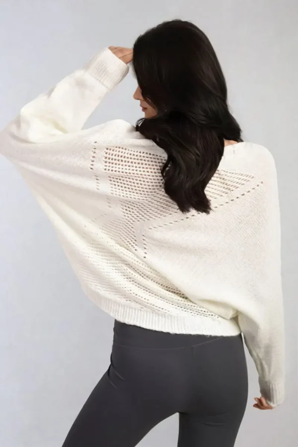 Crew Neck Back Patterned Knitted Jumper - Image 4