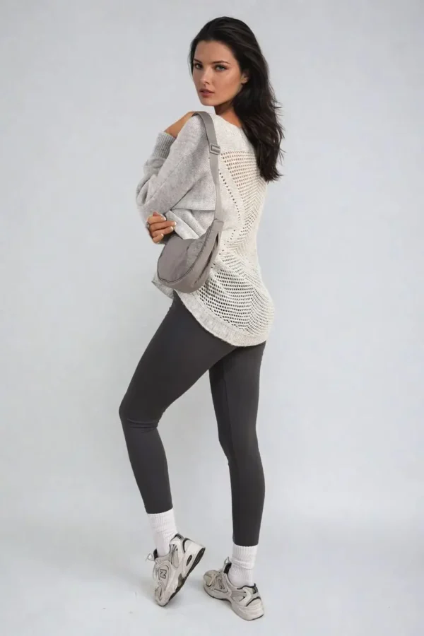 Crew Neck Back Patterned Knitted Jumper - Image 8