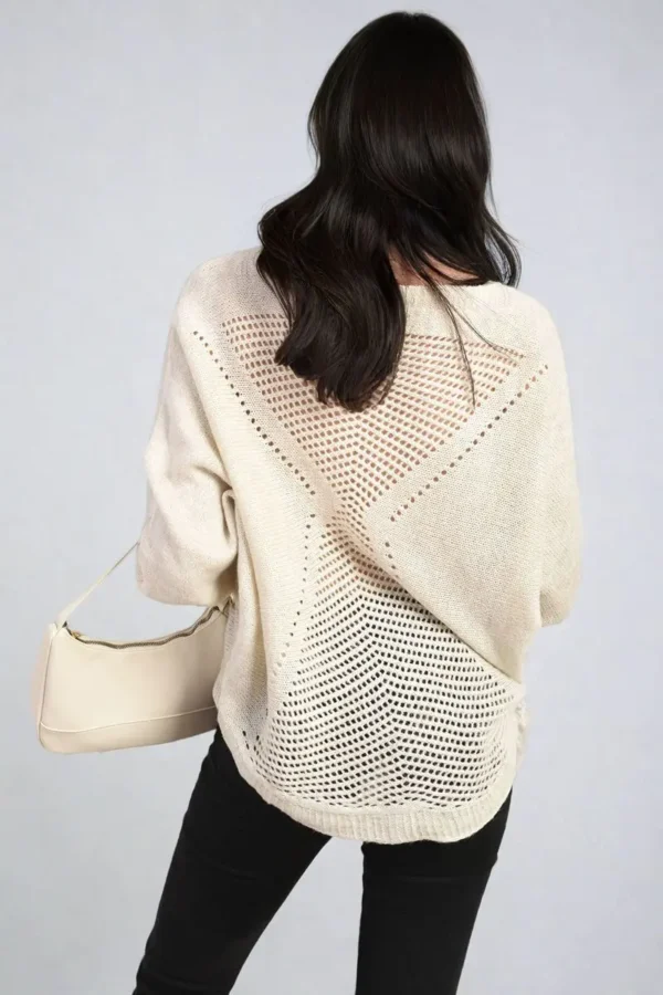 Crew Neck Back Patterned Knitted Jumper - Image 12