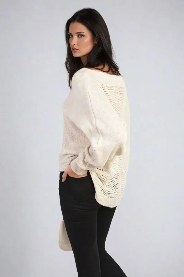 Crew Neck Back Patterned Knitted Jumper - Image 13