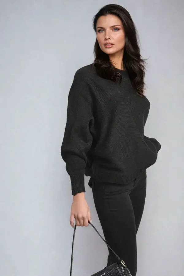 Crew Neck Back Patterned Knitted Jumper - Image 19