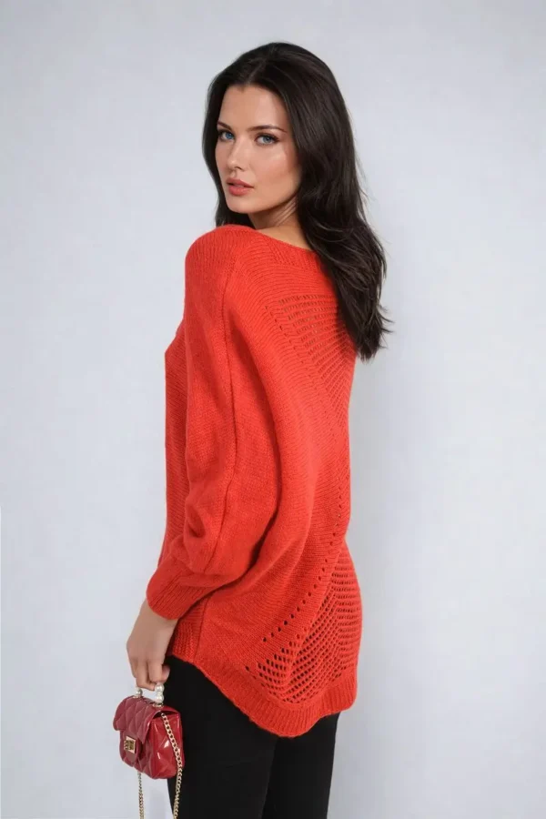 Crew Neck Back Patterned Knitted Jumper - Image 20