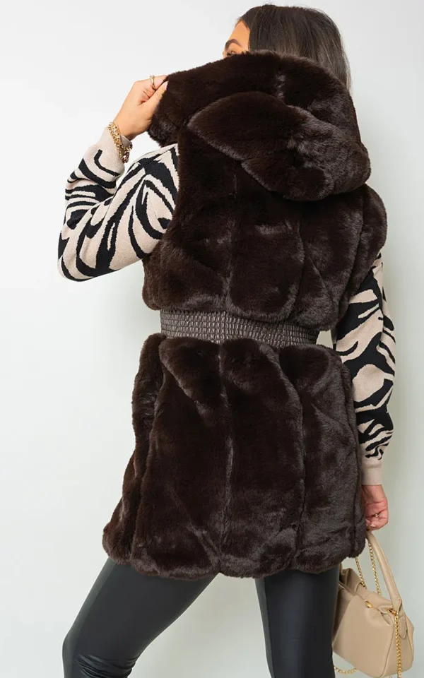 Faux Fur Zip Up Gilet - Image 8