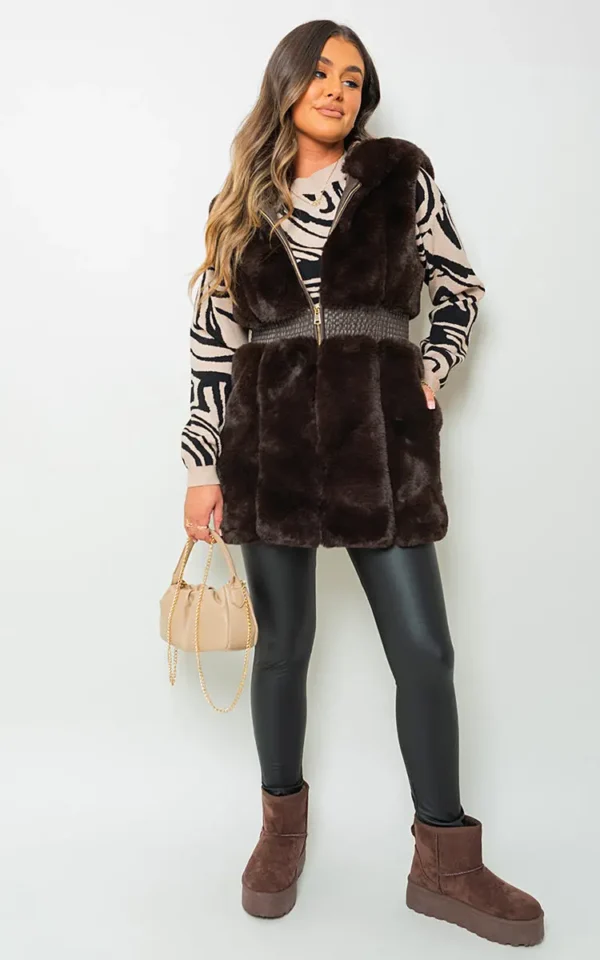 Faux Fur Zip Up Gilet - Image 10