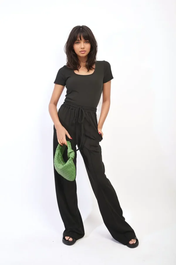 Short Sleeve BodySuit and High Waist Drawstring Trouser Co-ord Set - Image 13