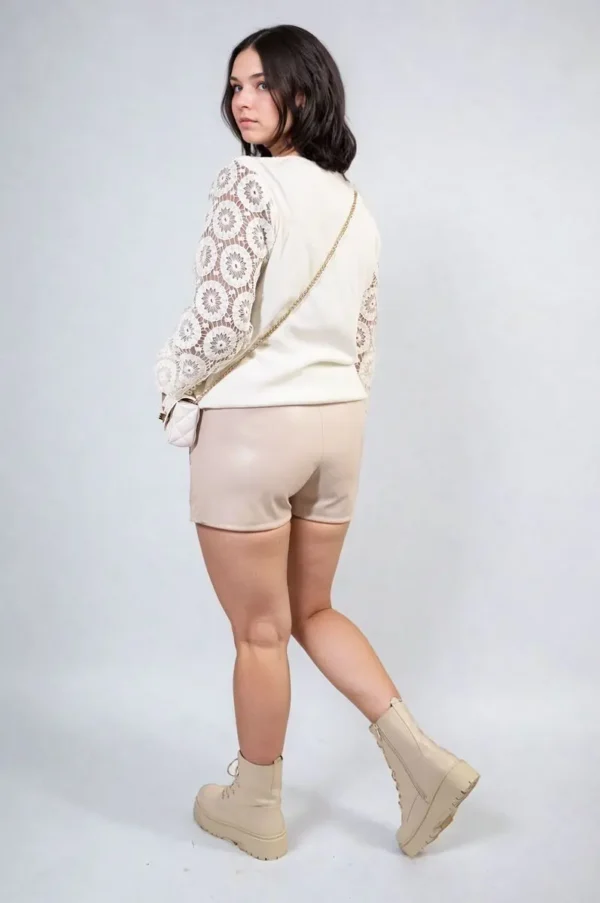 High Neck Knit Crochet Sleeve Jumper - Image 2