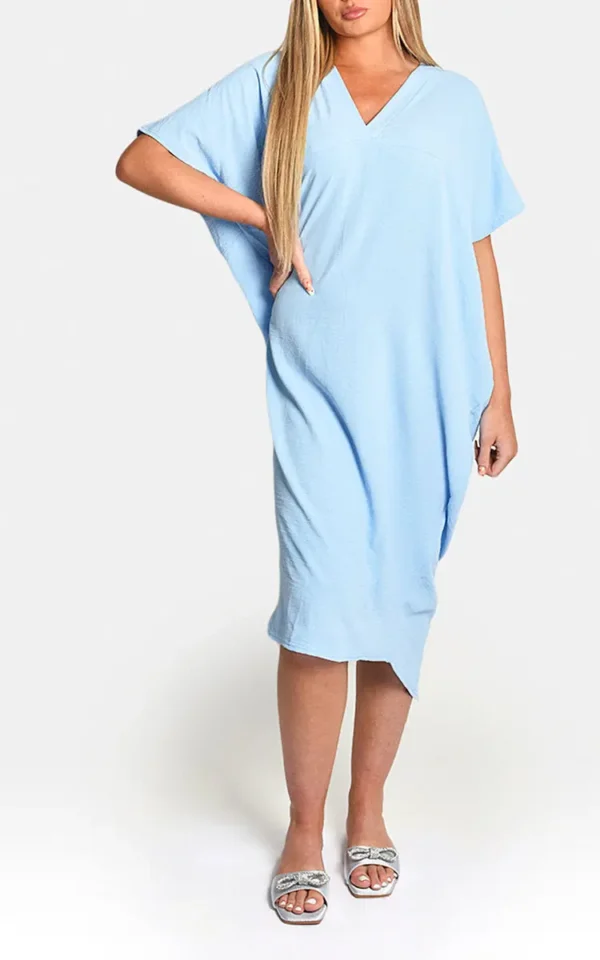 V-Neck Half-Sleeve Midi Dress - Image 3