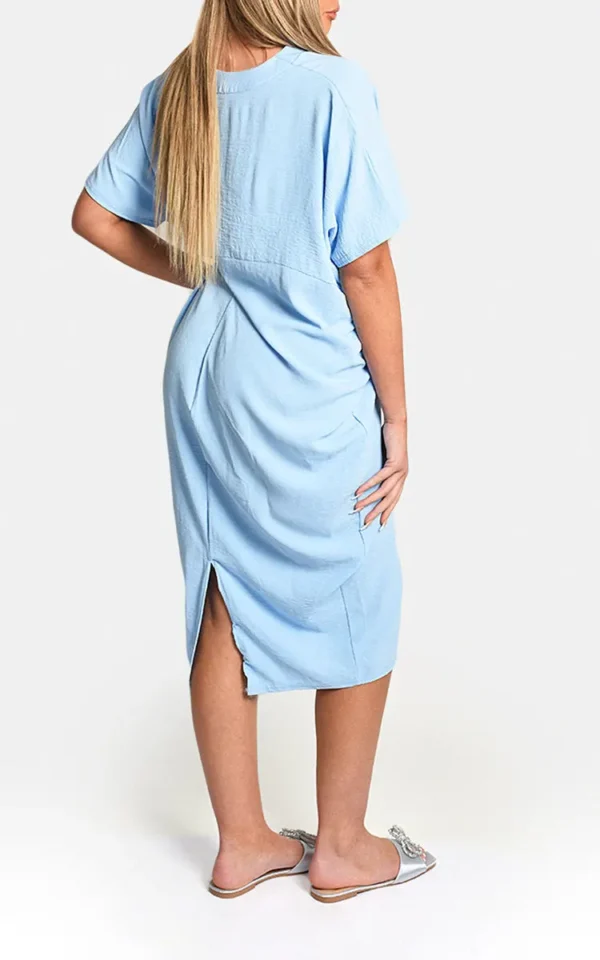 V-Neck Half-Sleeve Midi Dress - Image 5