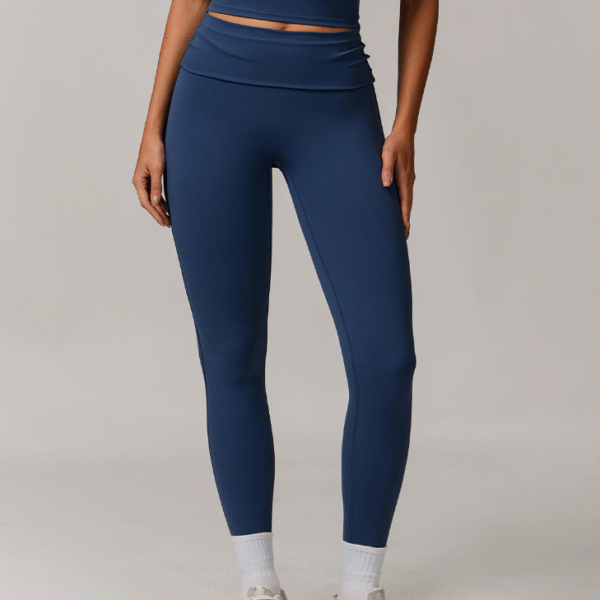 Sustainable Recycled Turn Waist Folding Head Tight High Waist Yoga Pants Hip Lifting Outdoor Casual Sports Pants