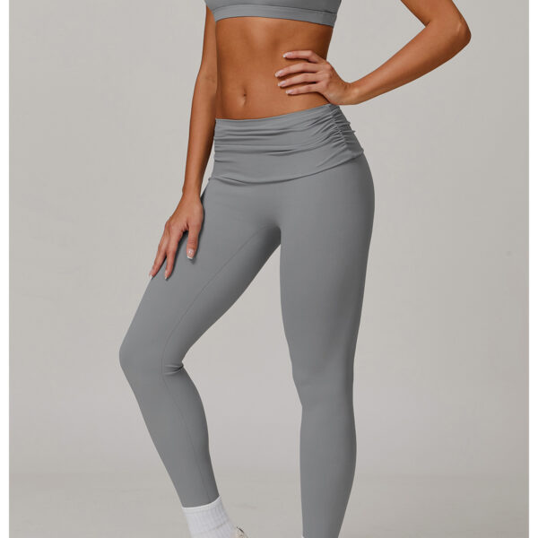 Folding High Waist Yoga Pants Women Cloud Feeling Belly Contracting Hip Lifting Sports Pants Casual All Matching Exercise Workout Pants