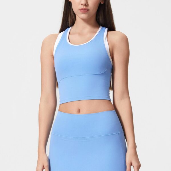 Contrast Color I Shaped Yoga Vest for Women Anti Shock Anti SAG High Strength Push up Sleeveless Sports Fitness Top