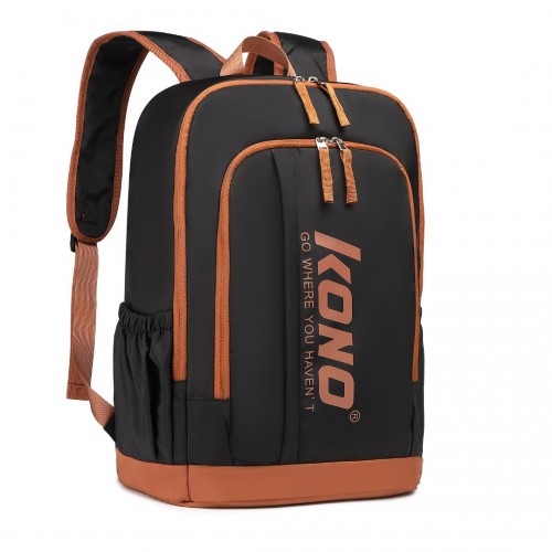 EB2325 - Kono Contrasting Colors Waterproof Casual Backpack With Laptop Compartment - Black
