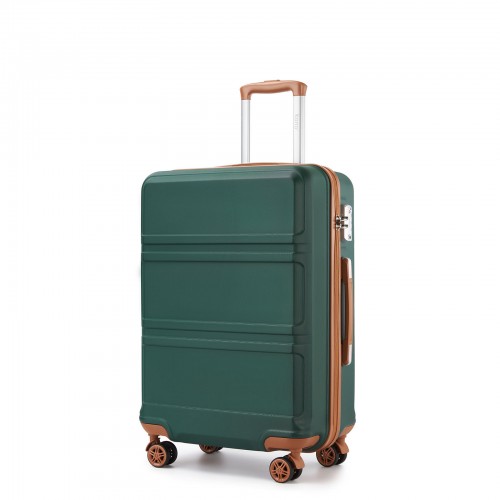K1871-1L - Kono ABS 24 Inch Sculpted Horizontal Design Suitcase - Green And Brown