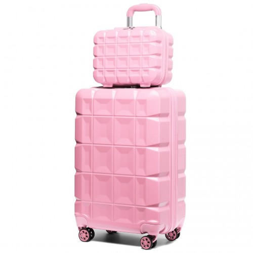 K2292L - Kono 13/20 Inch Lightweight Hard Shell ABS Cabin Suitcase With TSA Lock And Vanity Case - Pink