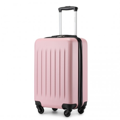 KSK2477 - Kono Durable 20 Inch Lightweight ABS Vertical Textured Carry-On Suitcase with Secure 3-Digit Lock - Pink