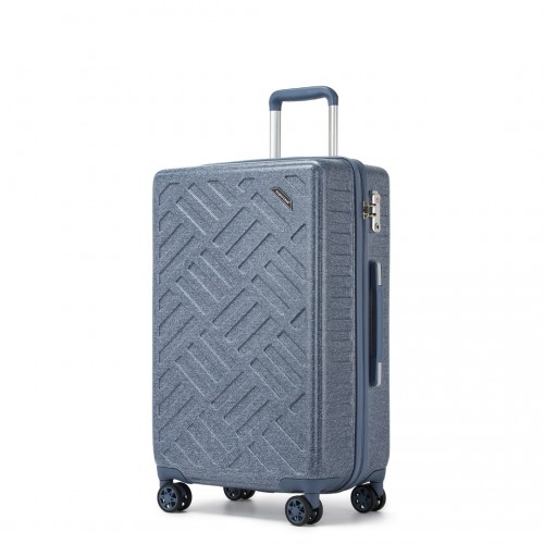 KSS2495 - Supercase 24 Inch Sleek Geometric Pattern Hard Shell ABS+PC Check-In Suitcase with TSA Lock for Effortless Travel - Denim Blue
