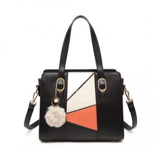 LG2051 -  Colour Block Cross-Body Handbag - Black