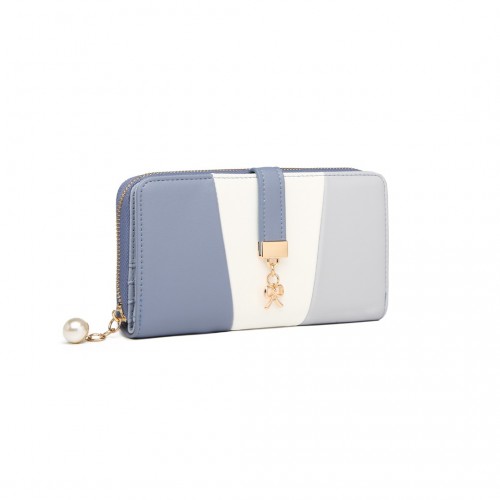 LP2030 -  Tri Colour Women's Leather Look Purse - Azure