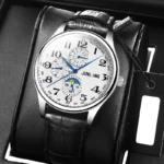 1280 Silver Shell White Surface Black Strap